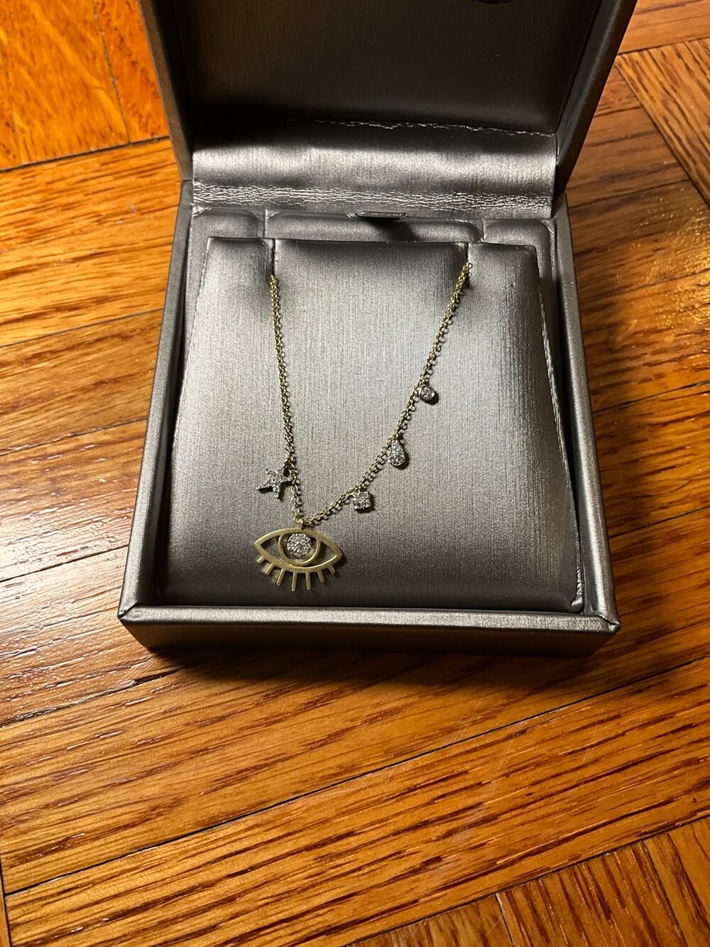 Meira T Gold Diamond Necklace *Brand New* 14K  Yellow Gold Evil Eye Diamond